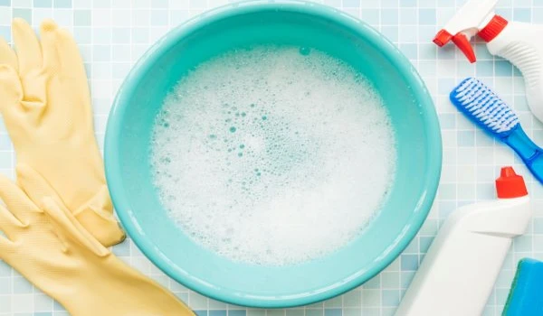 Soap water in a bucket