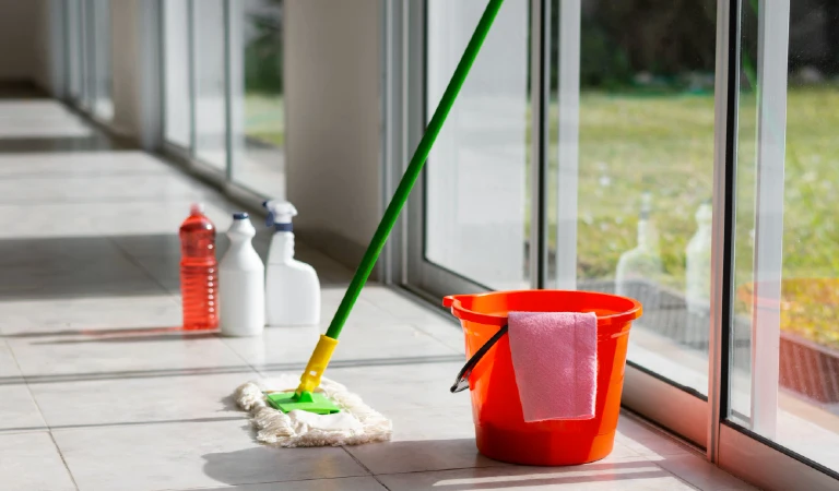 Still life of cleaning tools